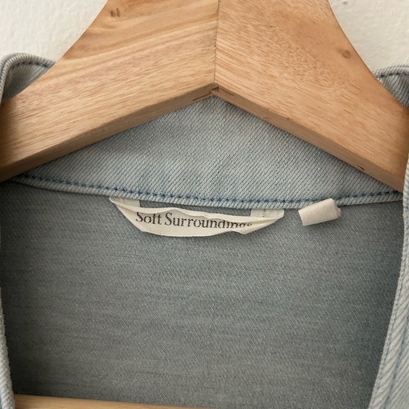 Soft Surroundings Medium Next Level Light Blue Denim-Style 4 Button Jacket - Picture 2 of 7